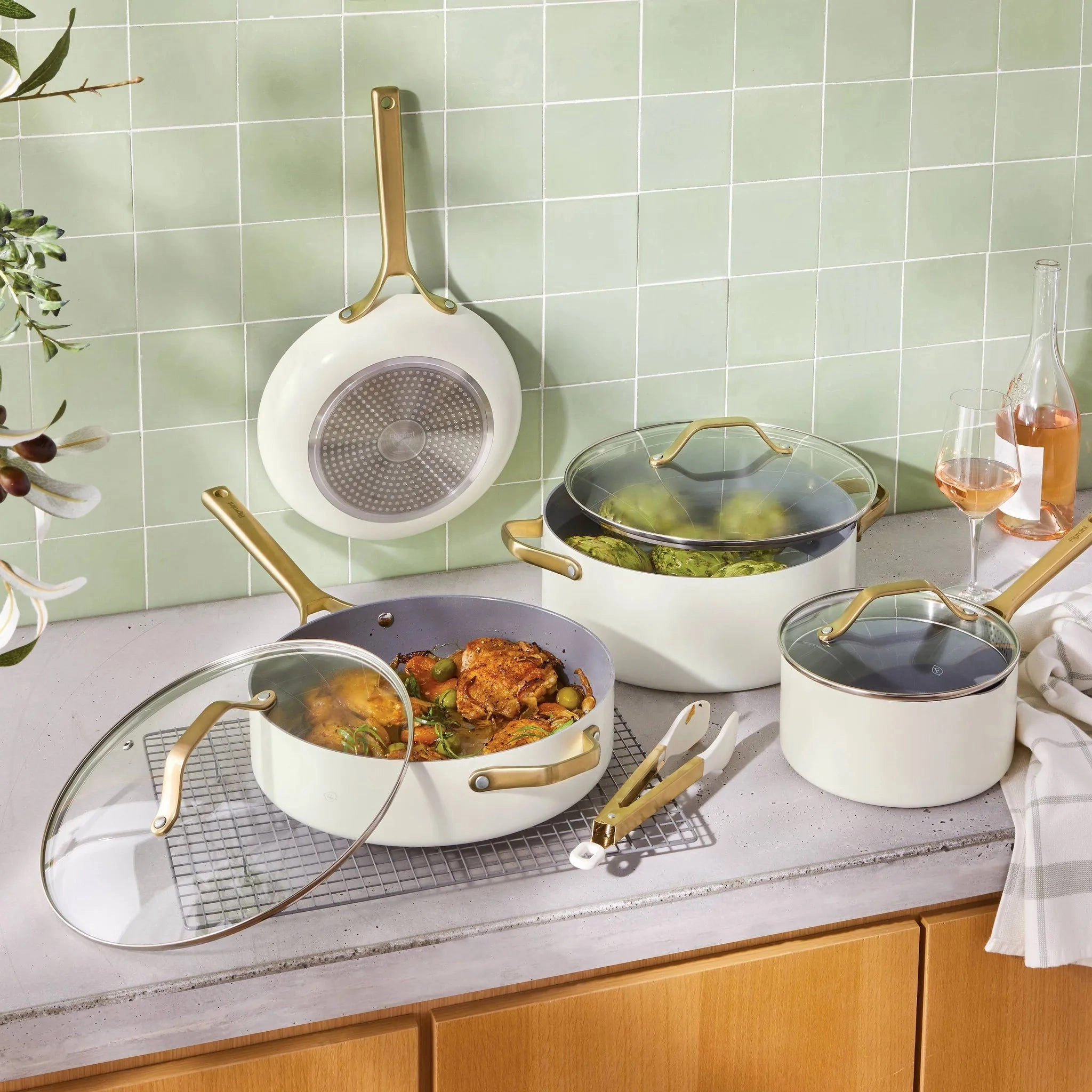 7pc Nonstick Ceramic Coated Aluminum Cookware Set