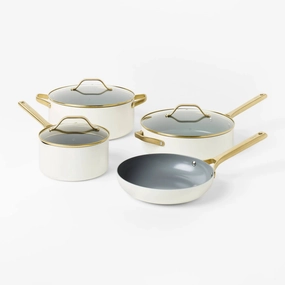 7pc Nonstick Ceramic Coated Aluminum Cookware Set