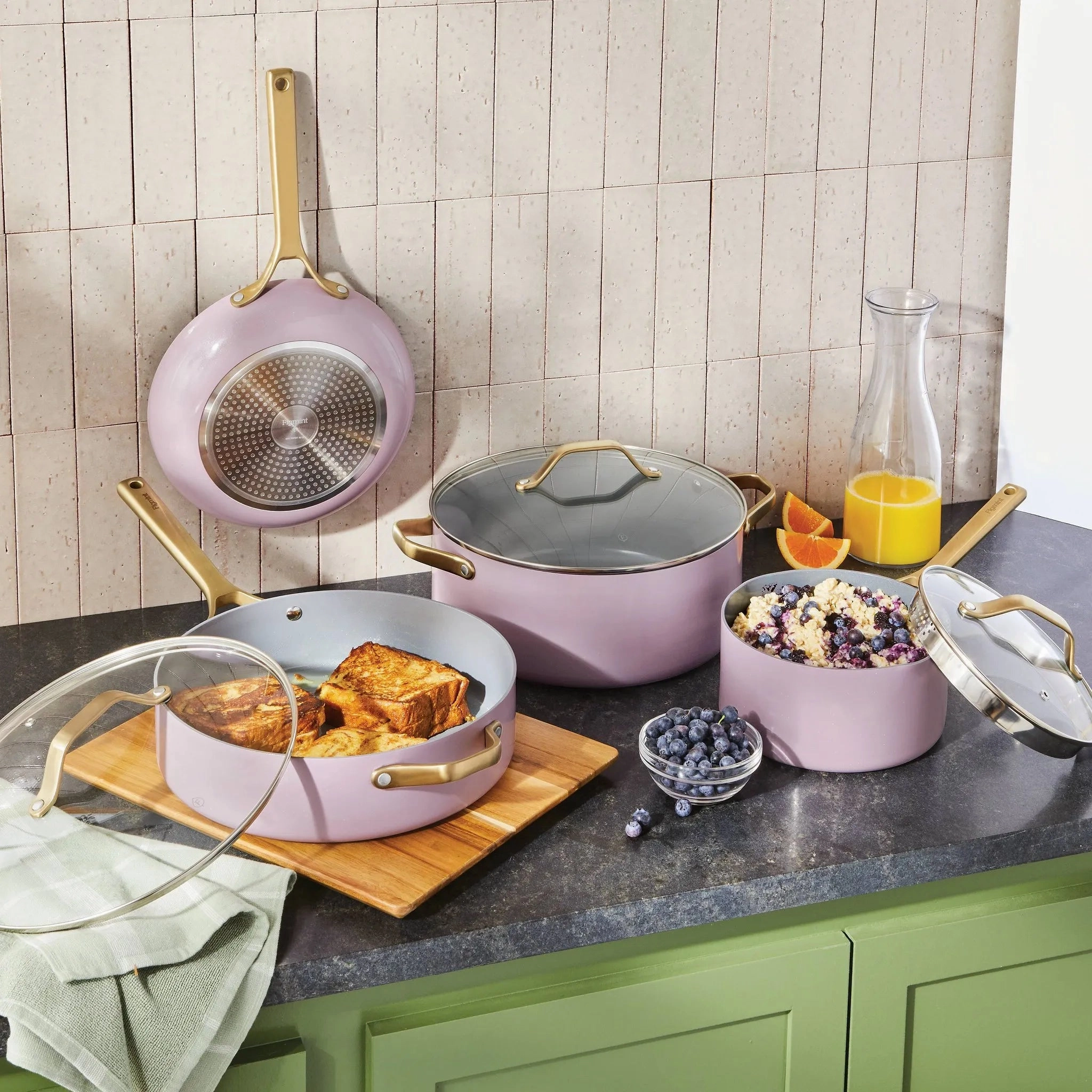 7pc Nonstick Ceramic Coated Aluminum Cookware Set