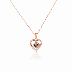 9ct Rose Gold Morganite & Diamond Heart Pendant with 44cm Chain Included