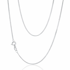 9ct White Solid Gold Diamond Cut Curb 50cm Chain