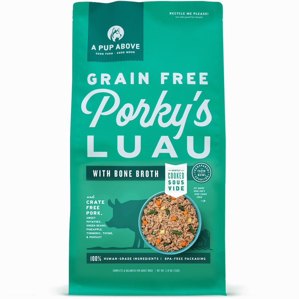 A Pup Above Porky's Luau Dog Food