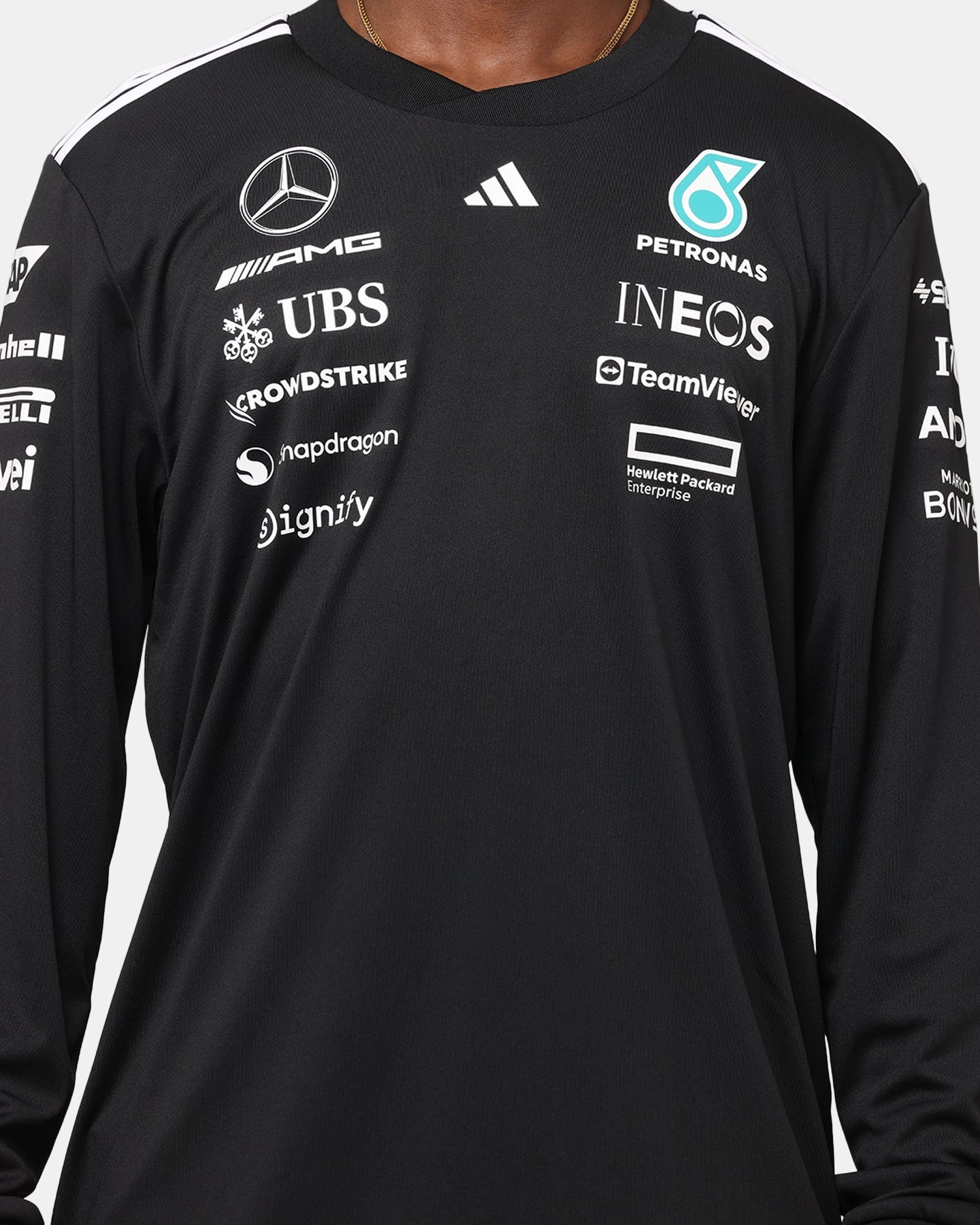 adidas x Mercedes-AMG PETRONAS Formula One F1 2025 Team Long Sleeve Driver T-Shirt Black