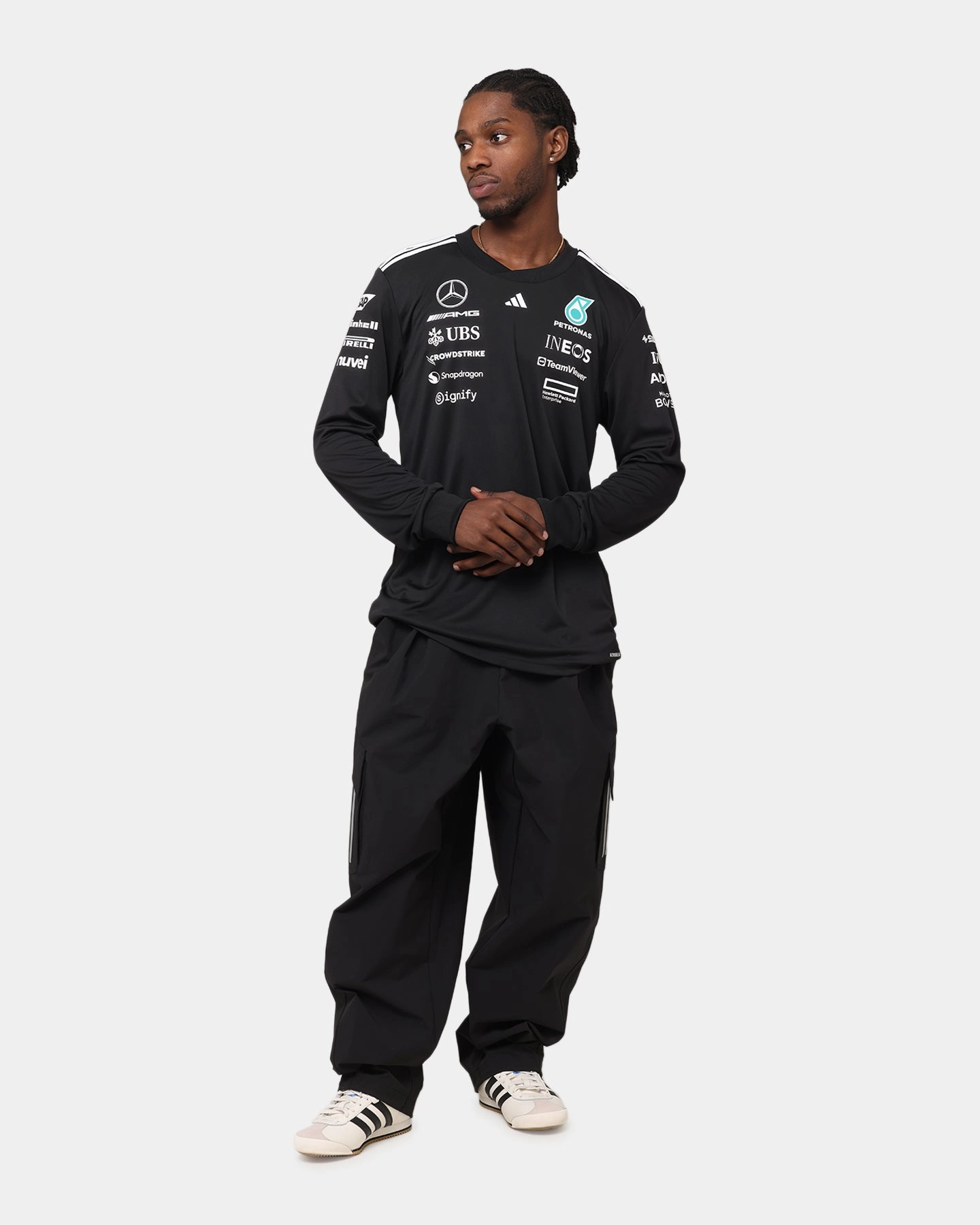 adidas x Mercedes-AMG PETRONAS Formula One F1 2025 Team Long Sleeve Driver T-Shirt Black