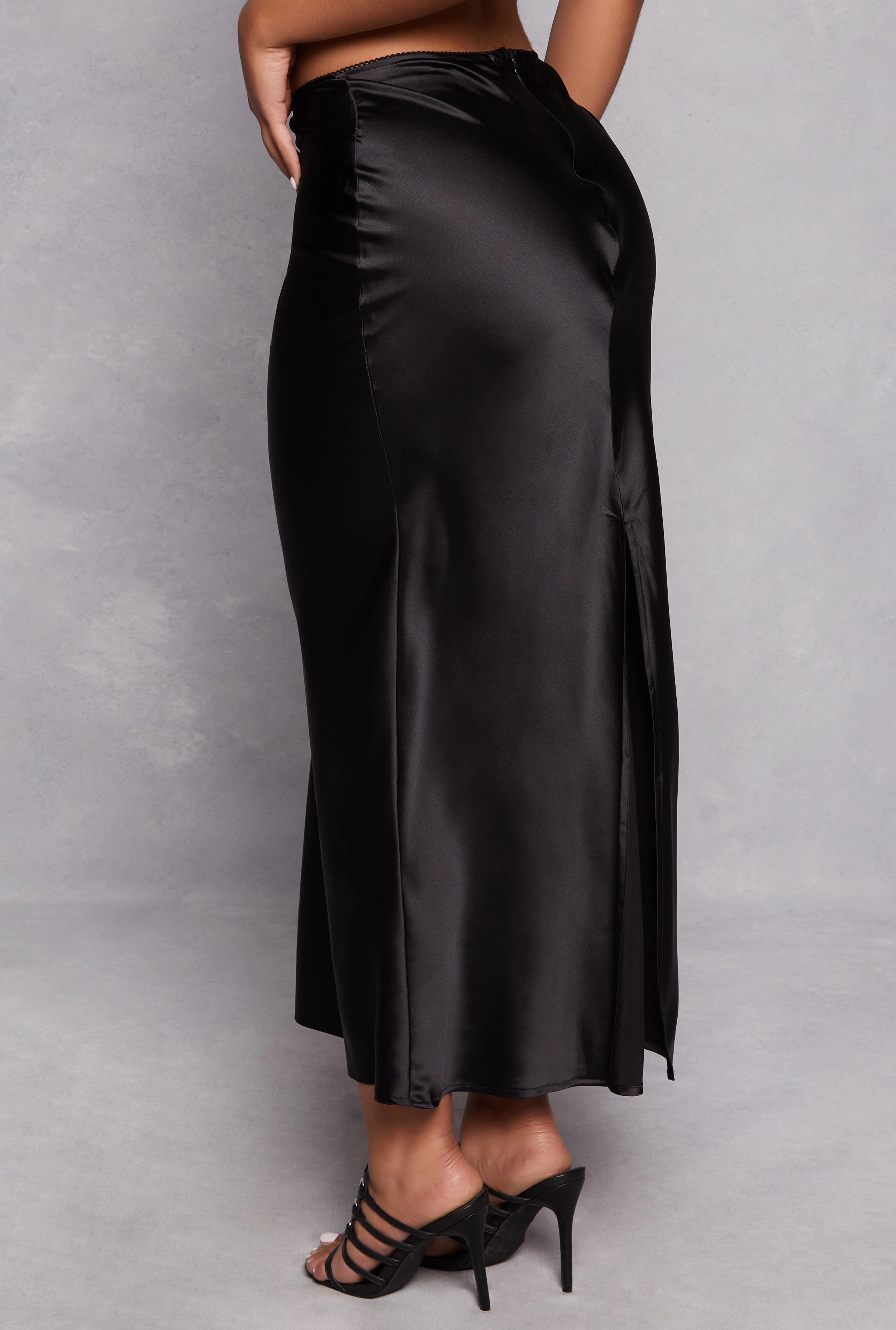 Almost Famous Satin Midi Slip Skirt