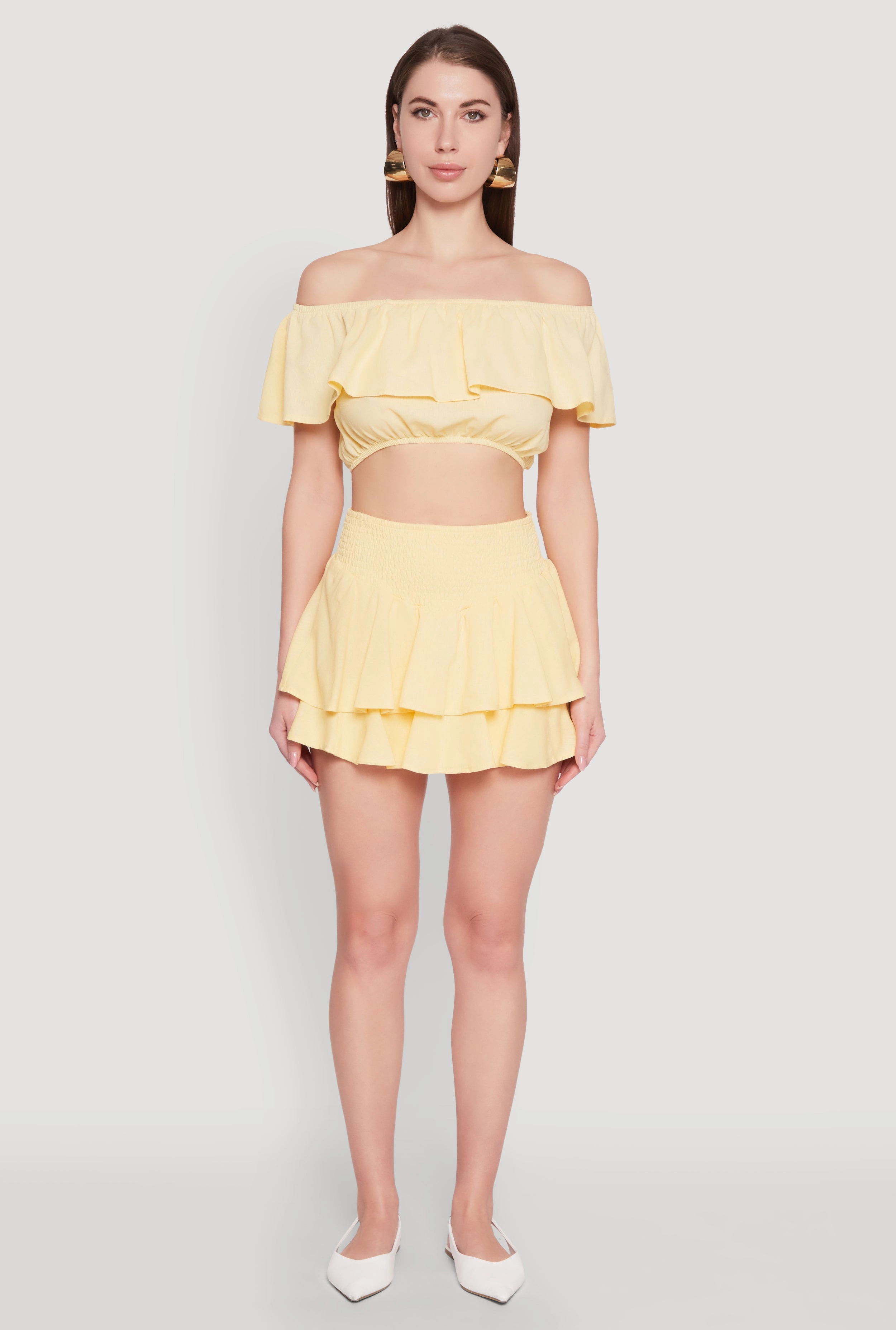 Almost Famous Smocked Waist Tiered Mini Skirt