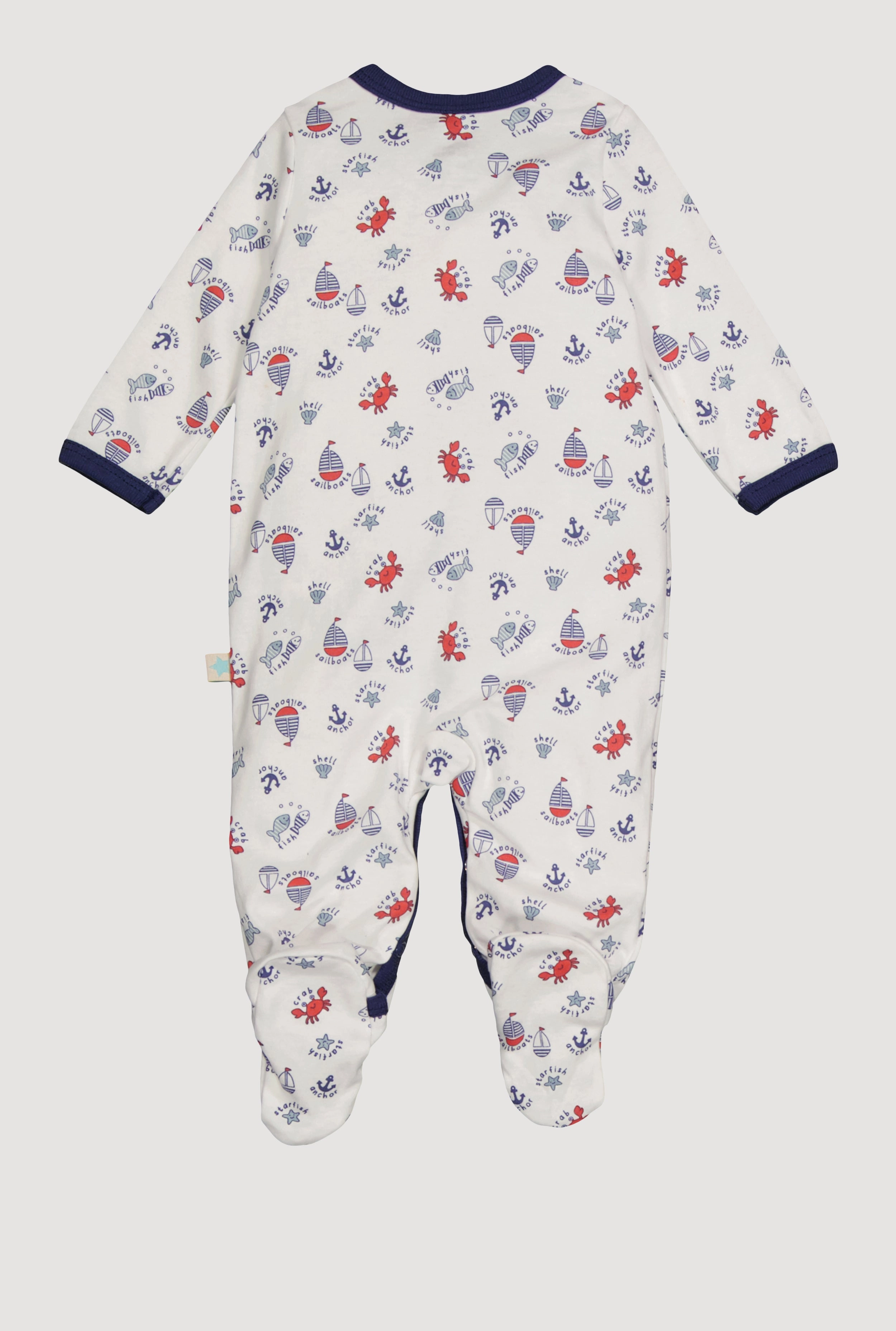 Baby Boys 0-9M Sailboats Print Footed Jumpsuit and Hat