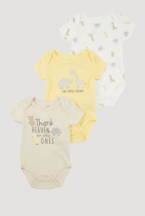 Baby Boys 0-9M Thank Heaven Graphic Print Bodysuits 3 Pack