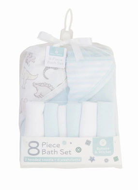 Baby Dino Hooded Towels and Washcloths 8 Pack
