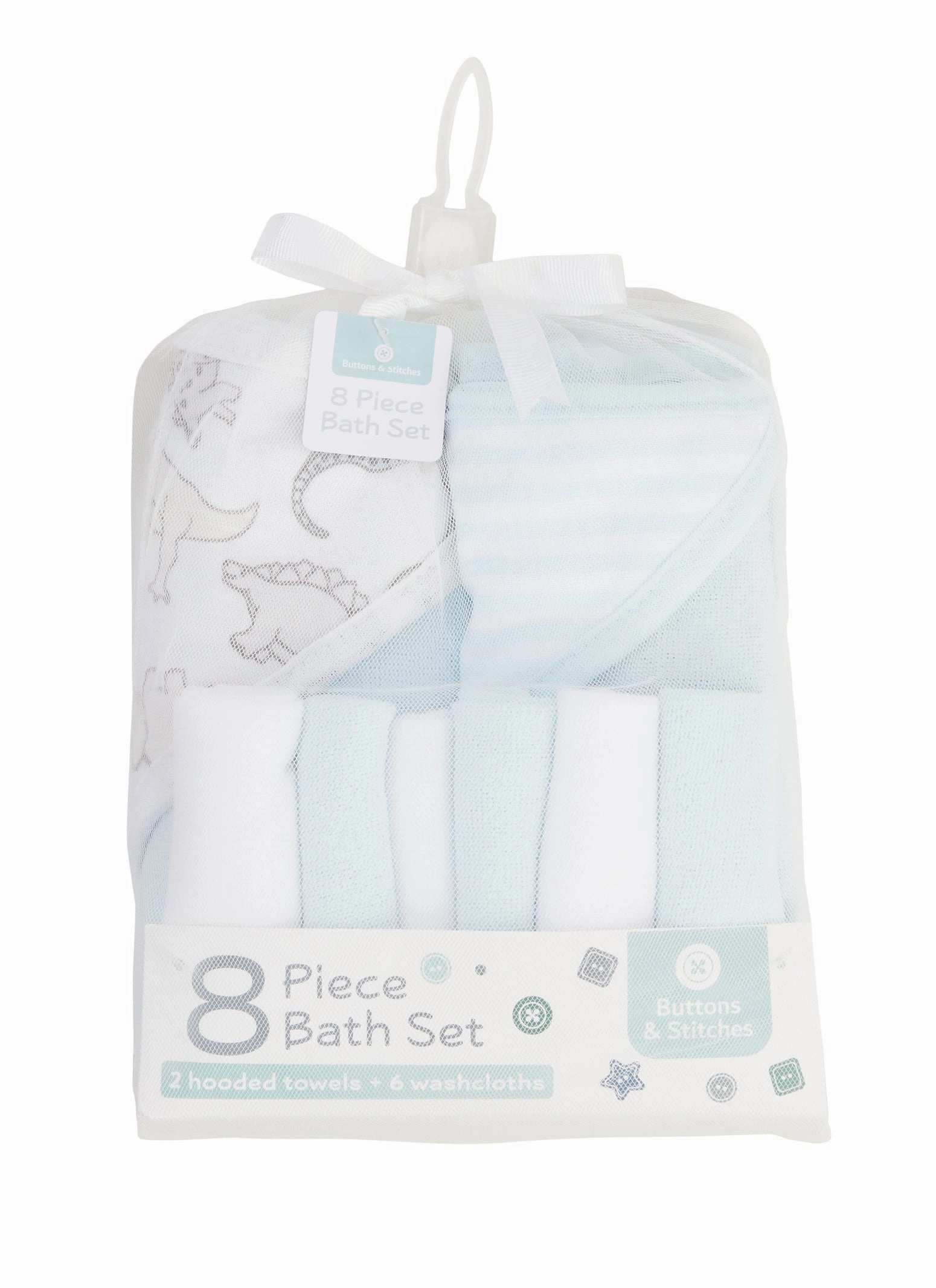 Baby Dino Hooded Towels and Washcloths 8 Pack