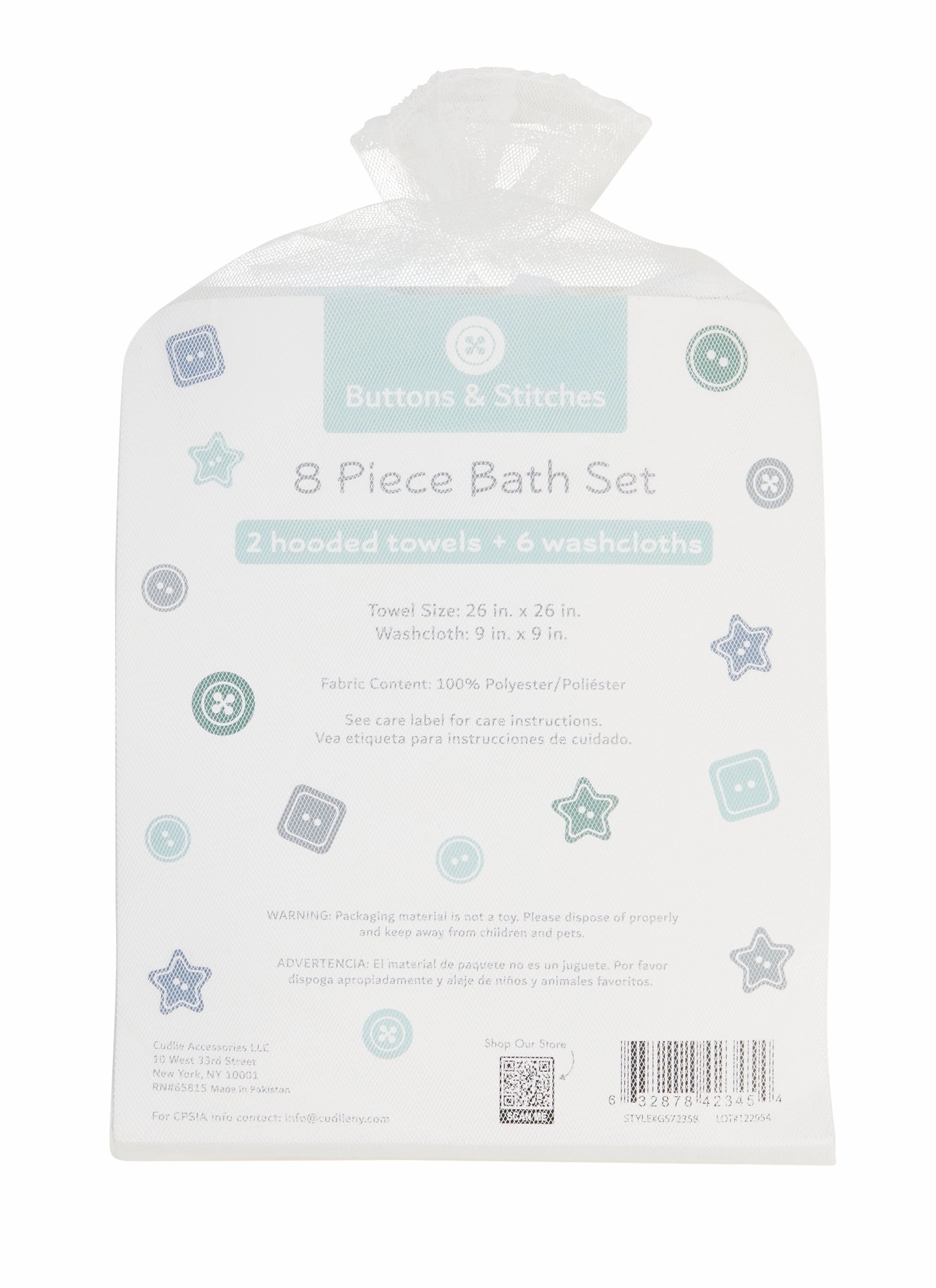 Baby Dino Hooded Towels and Washcloths 8 Pack