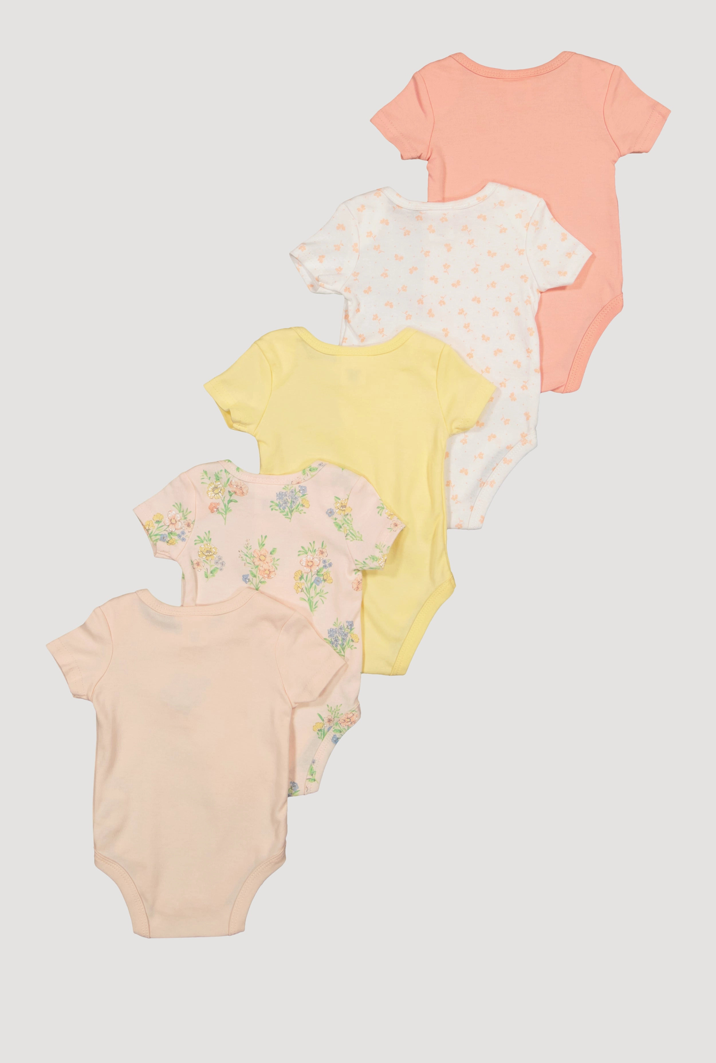 Baby Girls 0-9M Assorted Floral Print Bodysuits 5 Pack