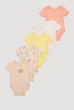Baby Girls 0-9M Assorted Floral Print Bodysuits 5 Pack