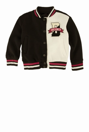 Baby Girls 0-9M Dreamer Chenille Graphic Color Block Varsity Jacket
