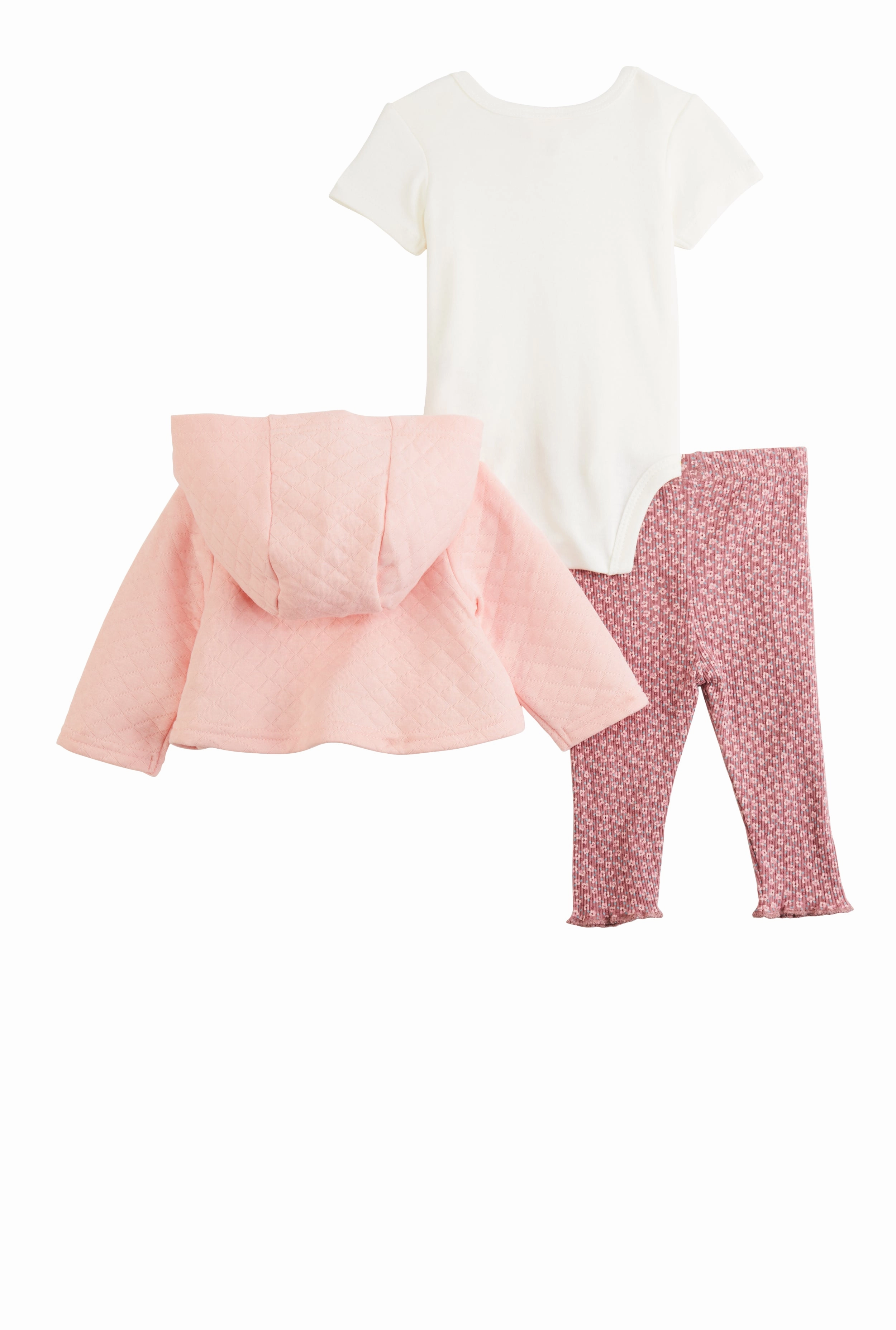 Baby Girls 0-9M Floral Hooded Jacket and Leggings with Bodysuit