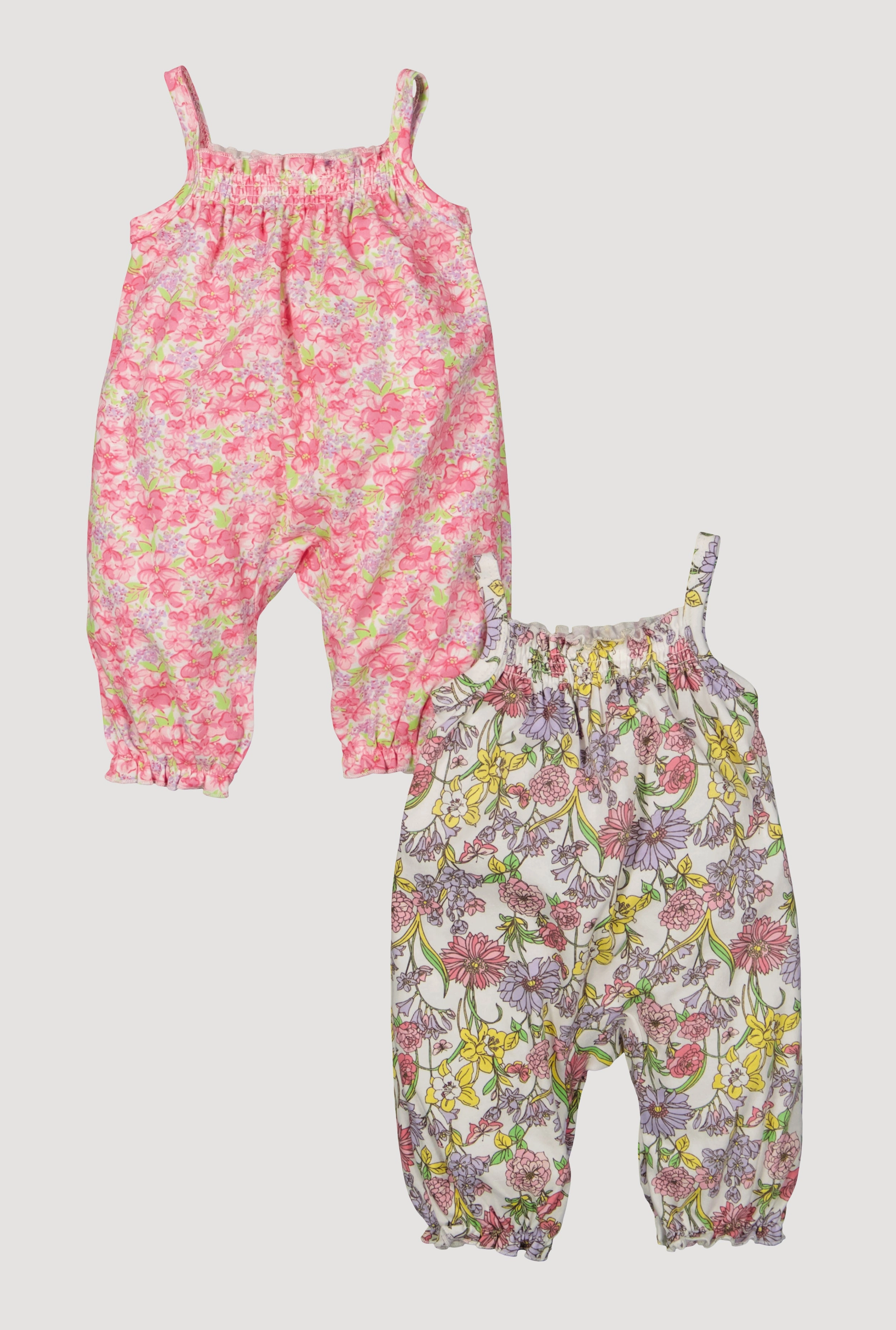 Baby Girls 0-9M Floral Jumpsuits 2 Pack