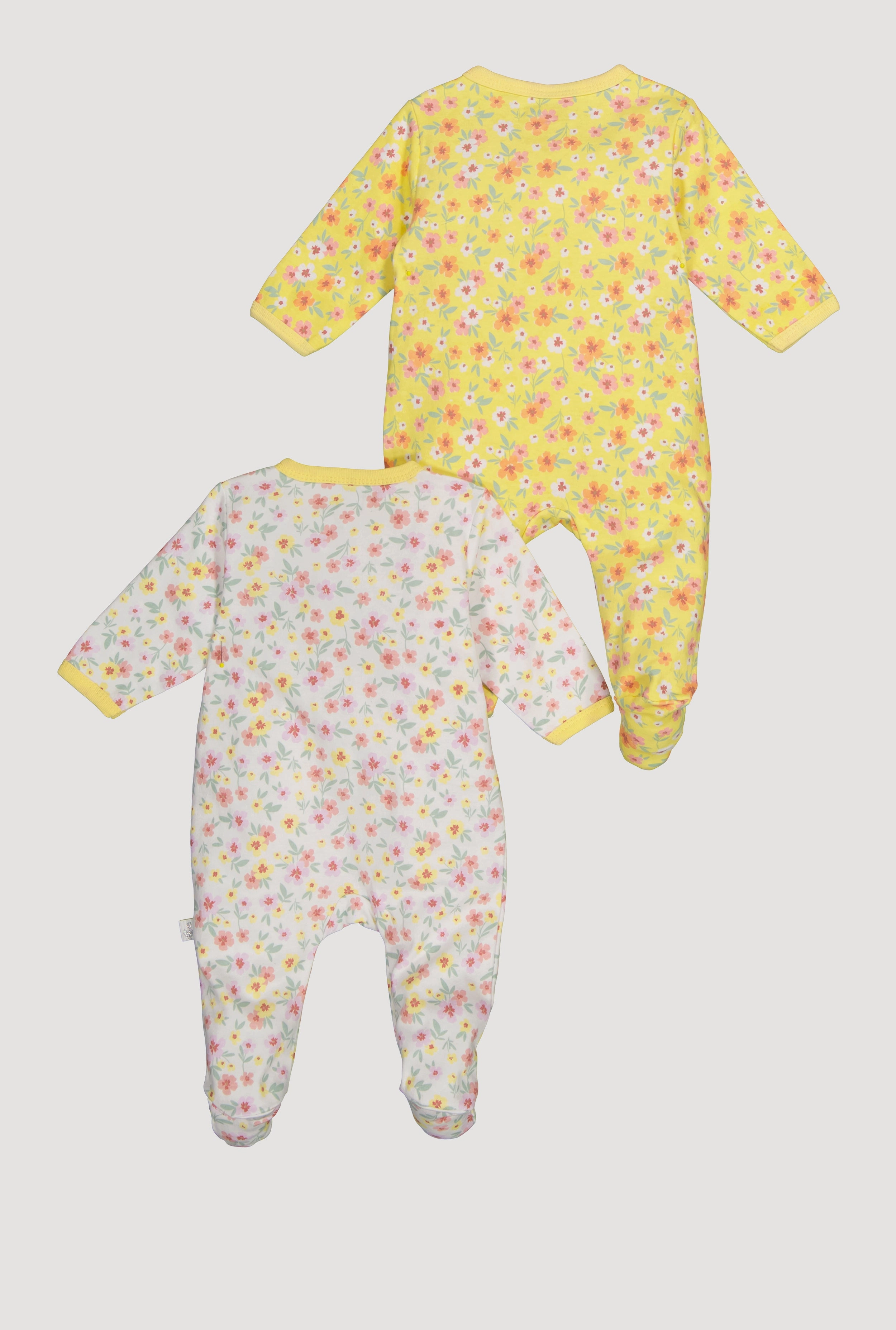 Baby Girls 0-9M Floral Print Footed Jumpsuits 2 Pack