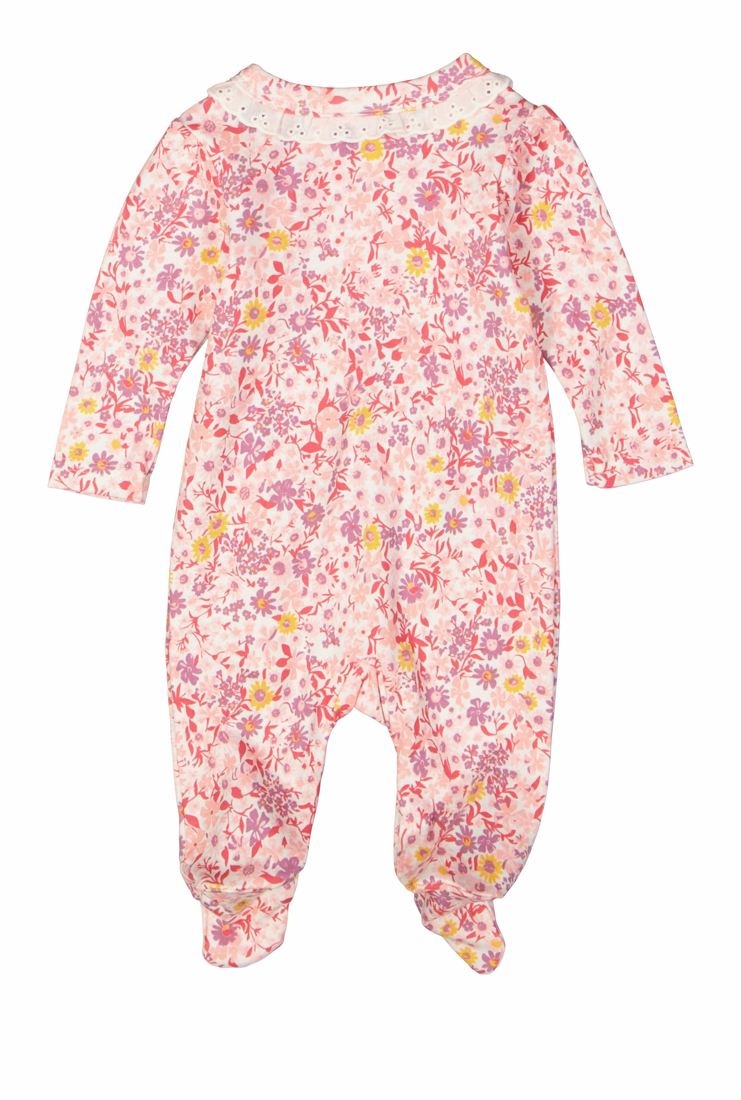 Baby Girls 0-9M Floral Print Snap Button Footed Jumpsuit