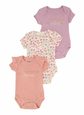 Baby Girls 0-9M Happiest with Mommy Graphic Bodysuits 3 Pack