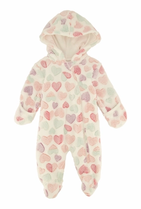 Baby Girls 0-9M Heart Print Hooded Footed Jumpsuit
