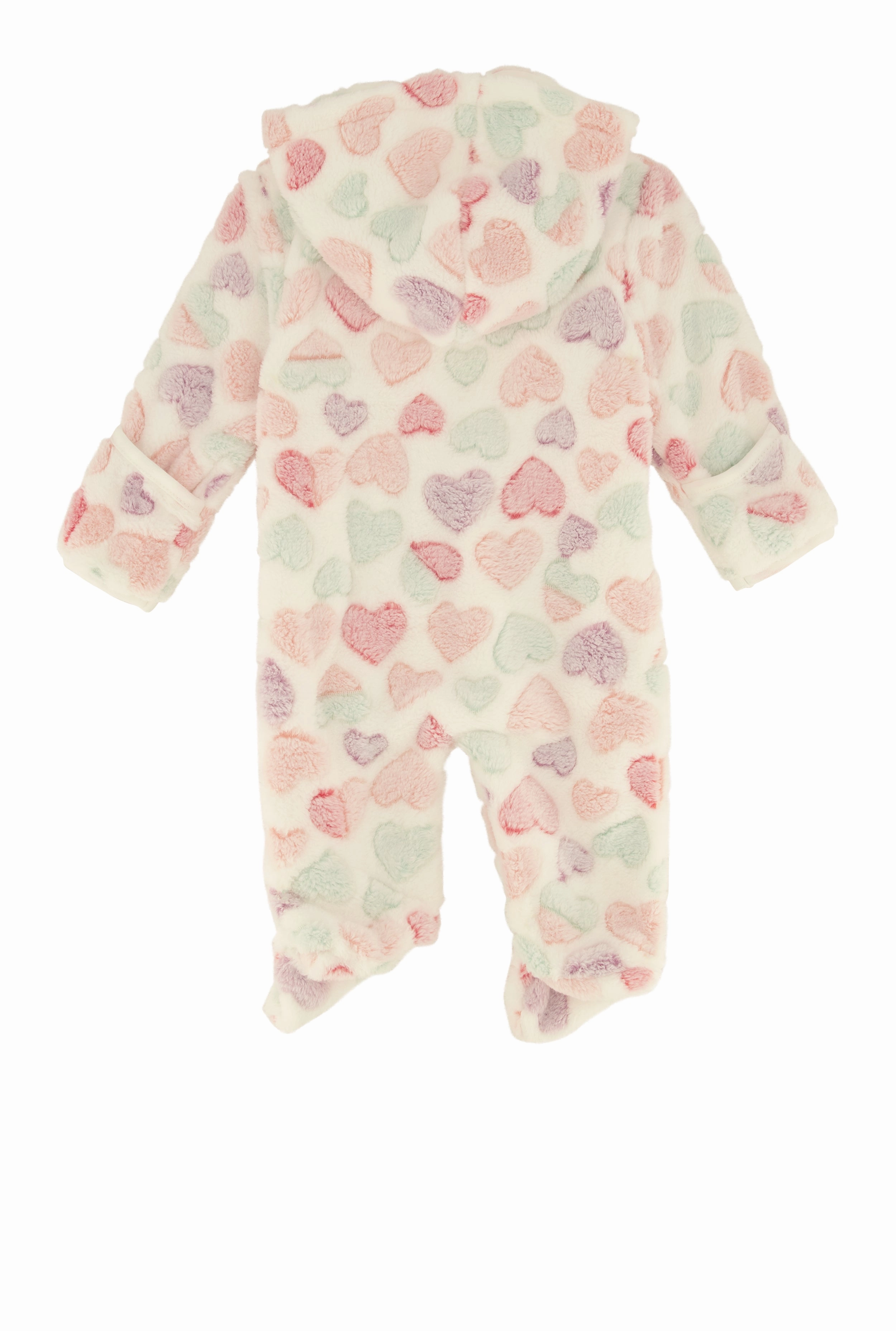 Baby Girls 0-9M Heart Print Hooded Footed Jumpsuit