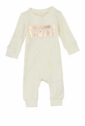 Baby Girls 0-9M Levis Waffle Knit Logo Graphic Jumpsuit