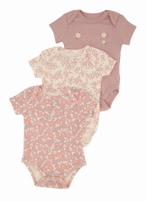 Baby Girls 0-9M Love Floral Print Bodysuits 3 Pack