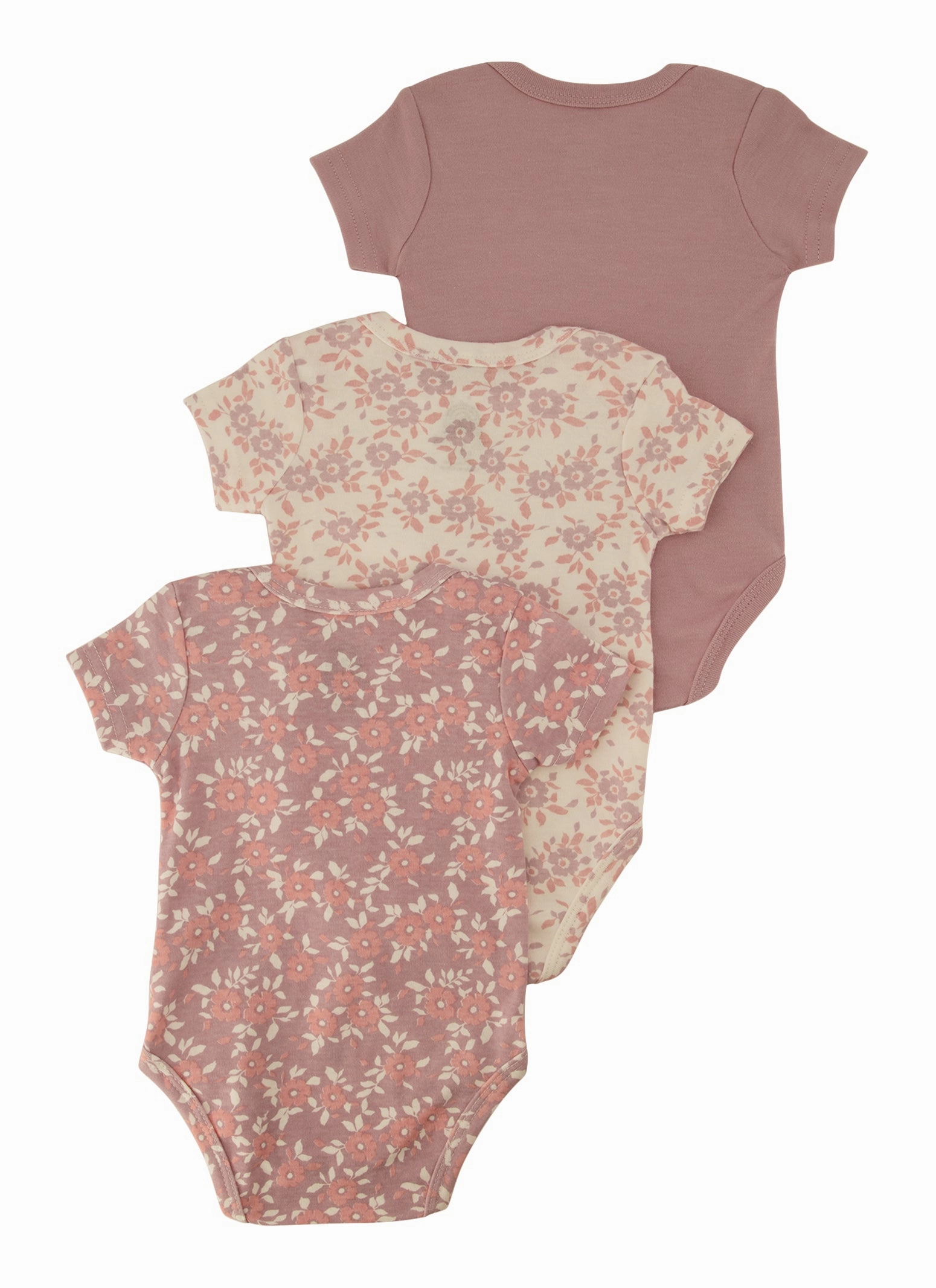 Baby Girls 0-9M Love Floral Print Bodysuits 3 Pack