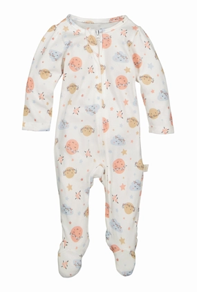 Baby Girls 0-9M Printed Zip Front Footed Jumpsuit