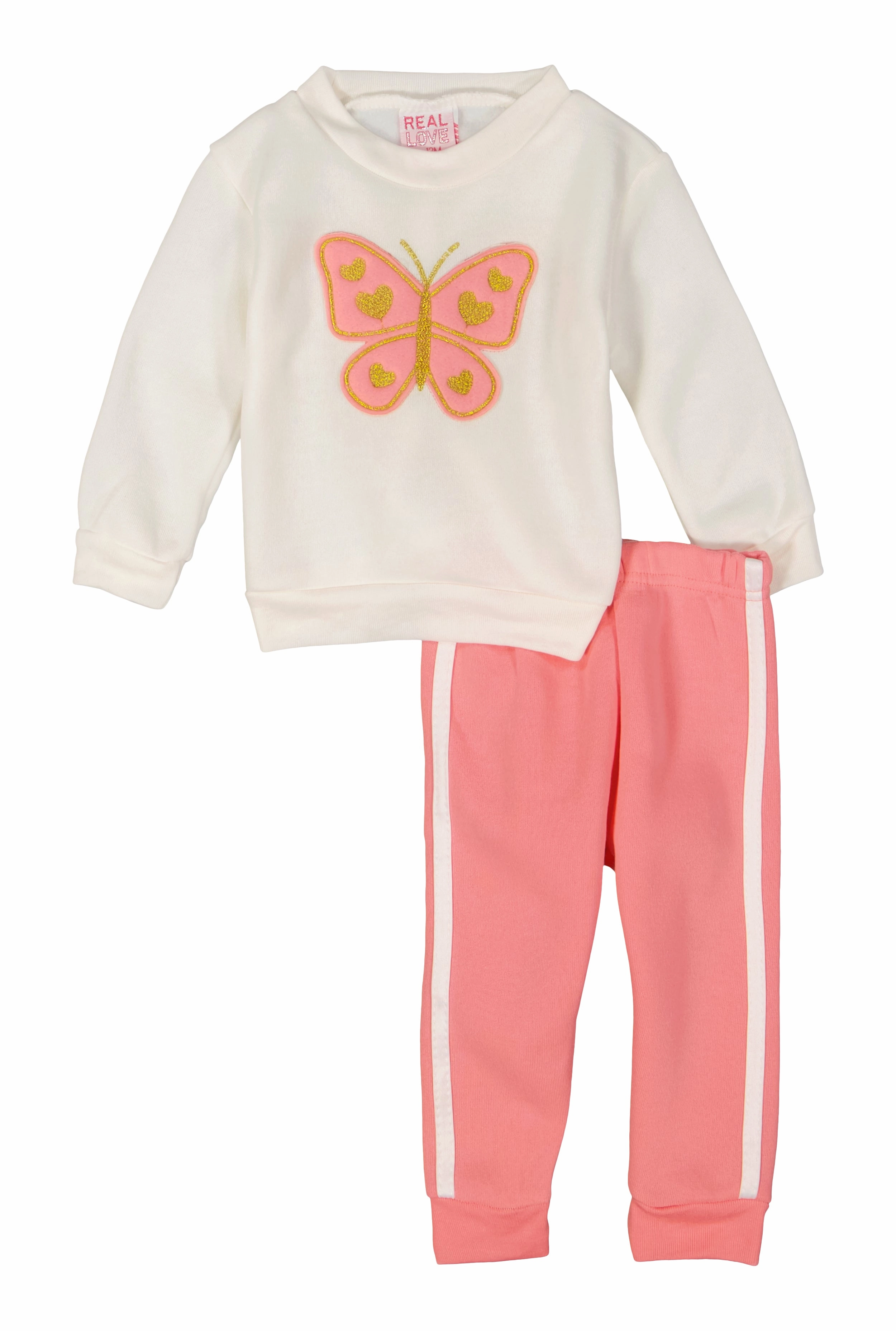 Baby Girls 12-24M Butterfly Patch Sweatshirt and Joggers