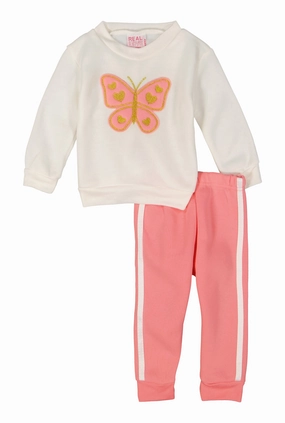 Baby Girls 12-24M Butterfly Patch Sweatshirt and Joggers