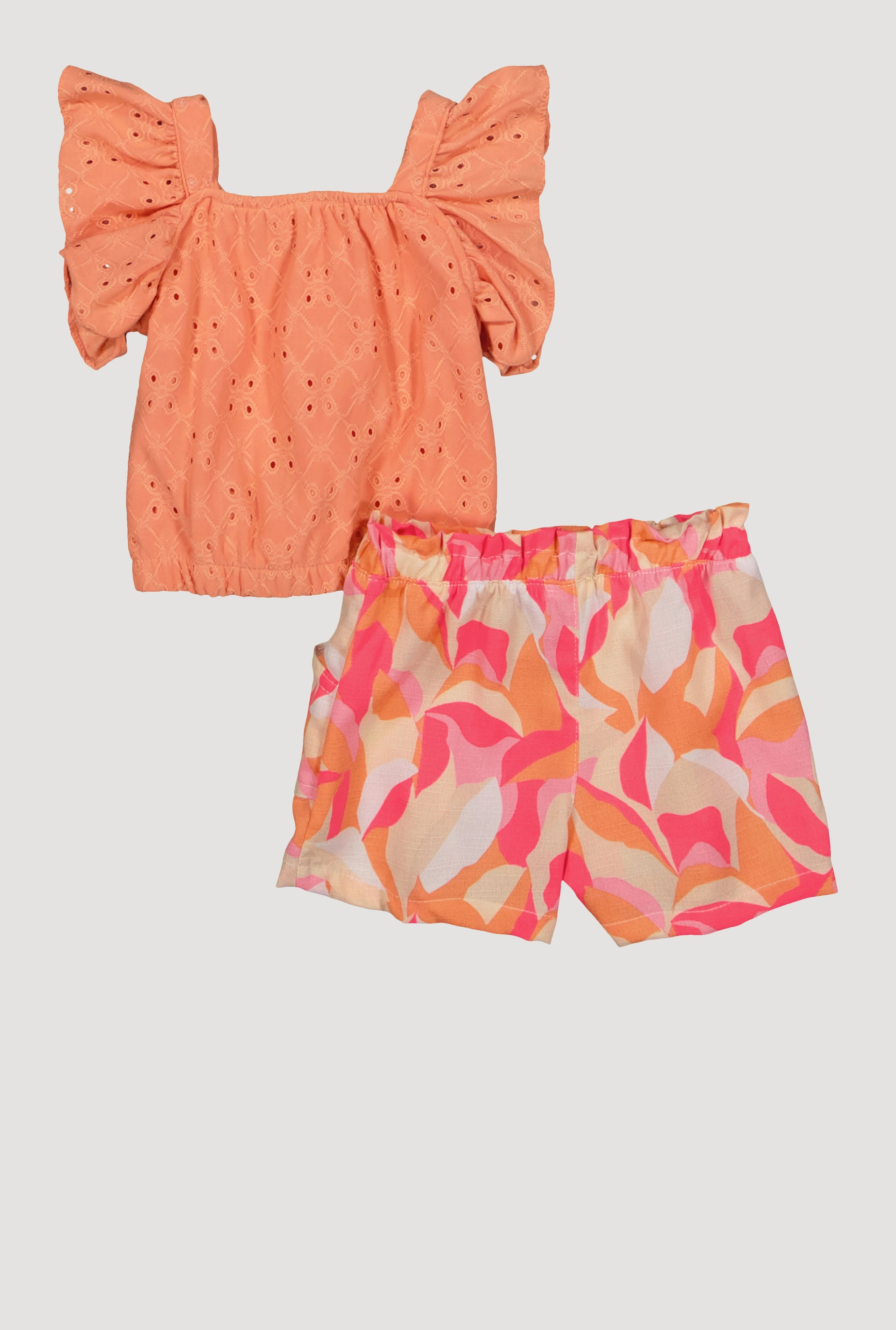 Baby Girls 12-24M Eyelet Flutter Sleeve Top and Shorts