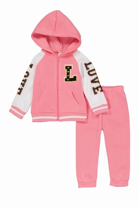 Baby Girls 12-24M Love Zip Front Hoodie and Joggers
