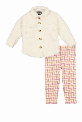 Baby Girls 12-24M Teddy Shacket and Houndstooth Leggings