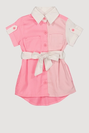 Baby Girls 12-24M Twill Color Block Shirt Dress