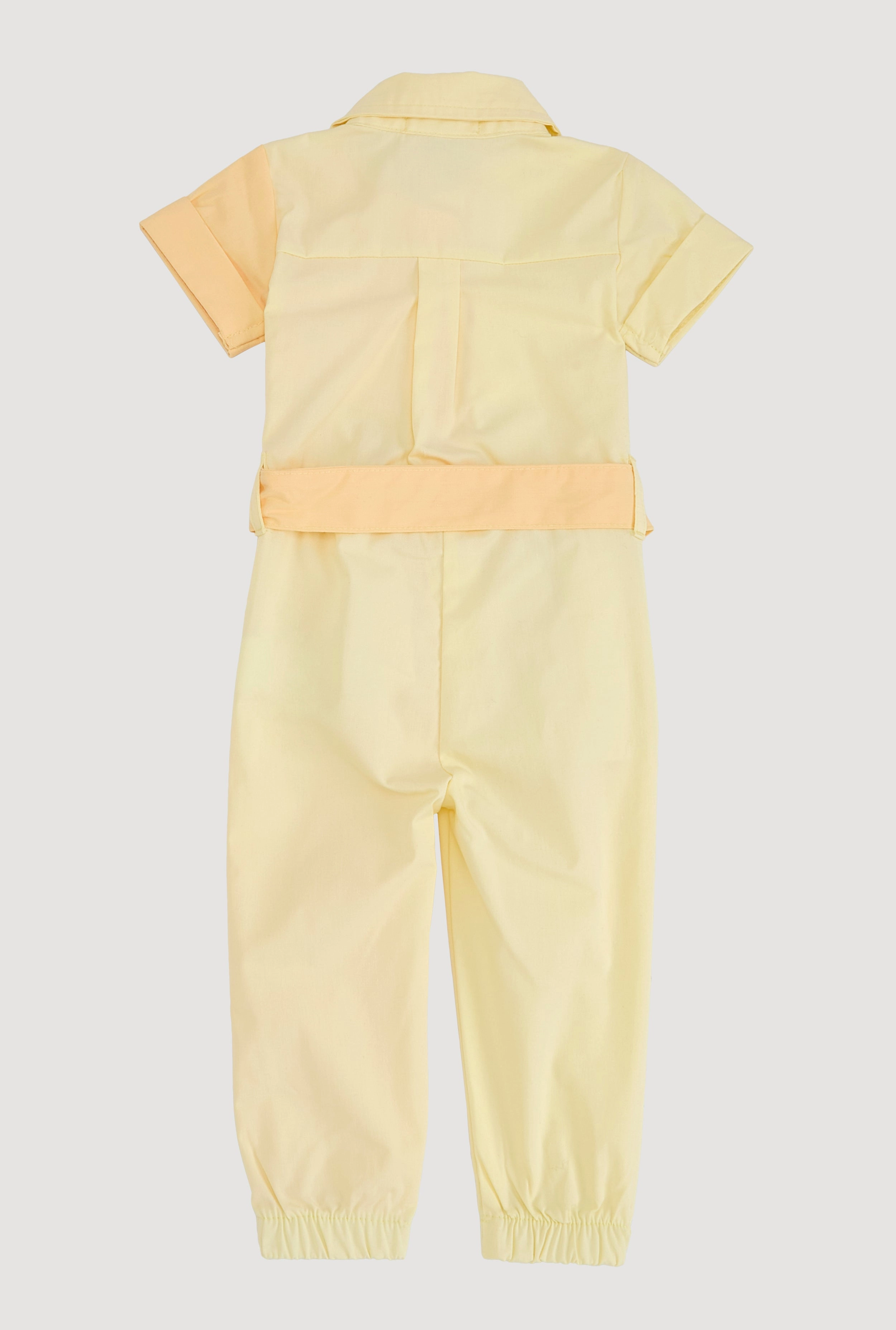 Baby Girls 12-24M Two Tone Poplin Short Sleeve Jumpsuit