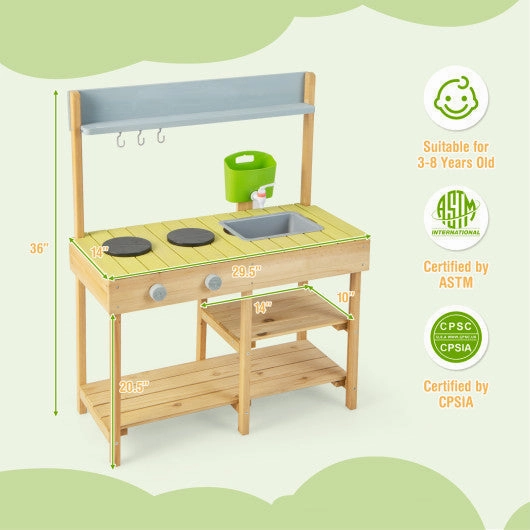 Backyard Pretend Play Toy Kitchen With Stove Top