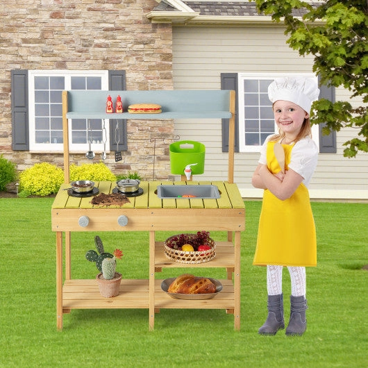 Backyard Pretend Play Toy Kitchen With Stove Top