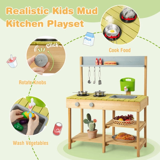 Backyard Pretend Play Toy Kitchen With Stove Top
