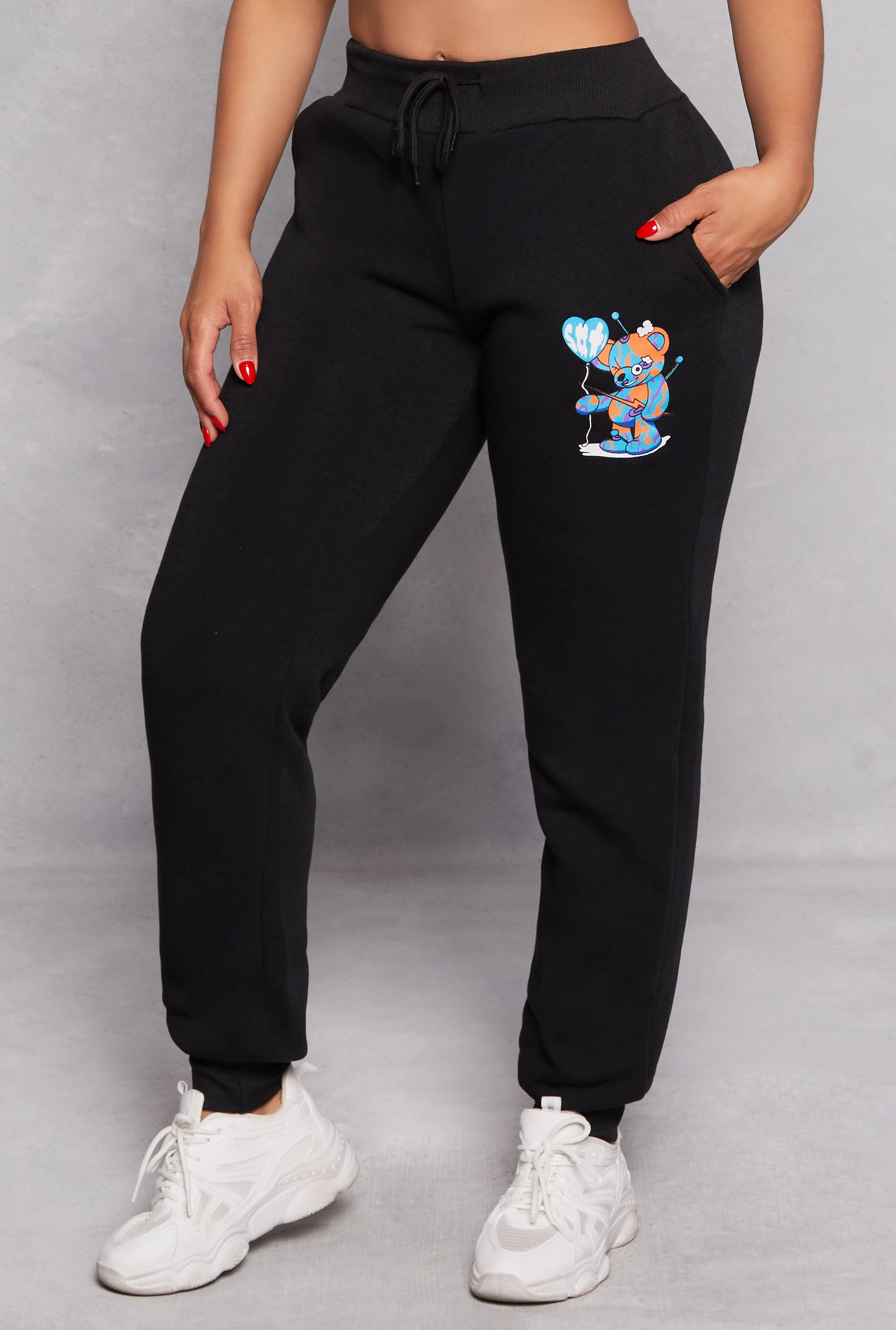 Bear Graphic Drawstring Joggers