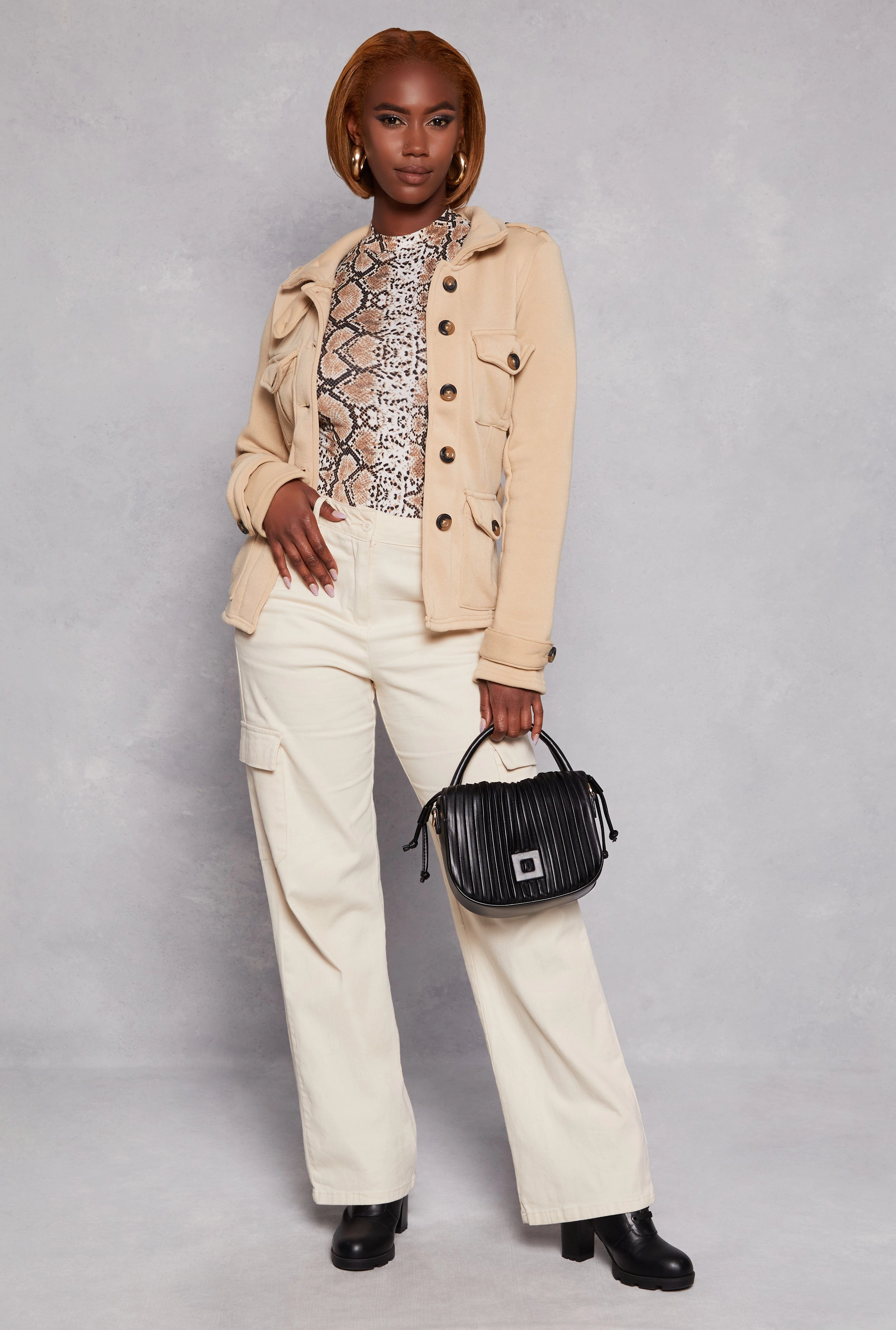 Belted Button Front Jacket