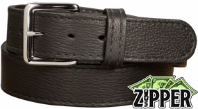 Black American Bison Money Belt With 25" Zipper 1.50" Wide
