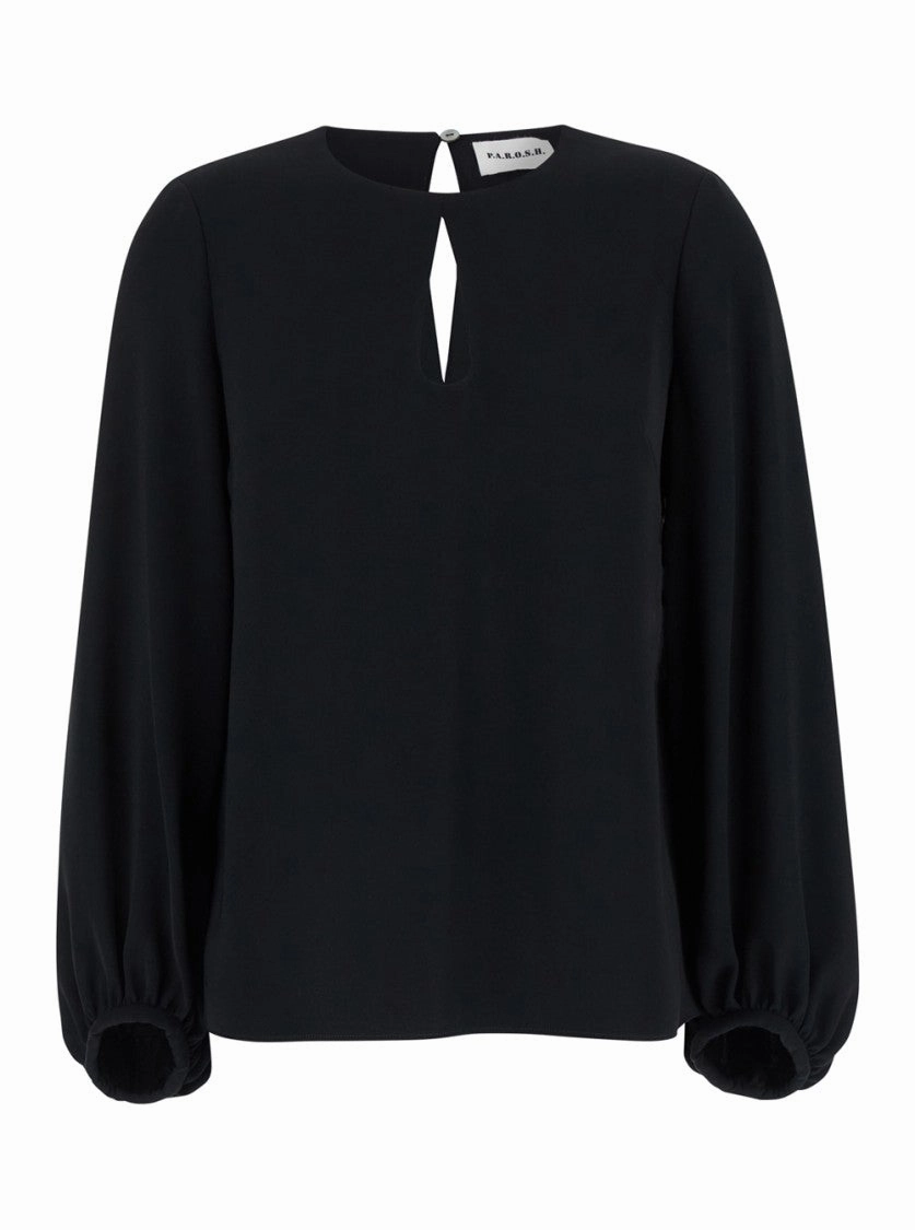 Black Cut-Out Blouse In Light Fabric