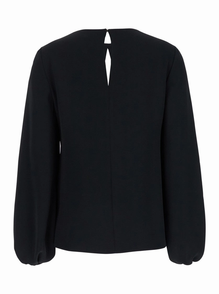 Black Cut-Out Blouse In Light Fabric