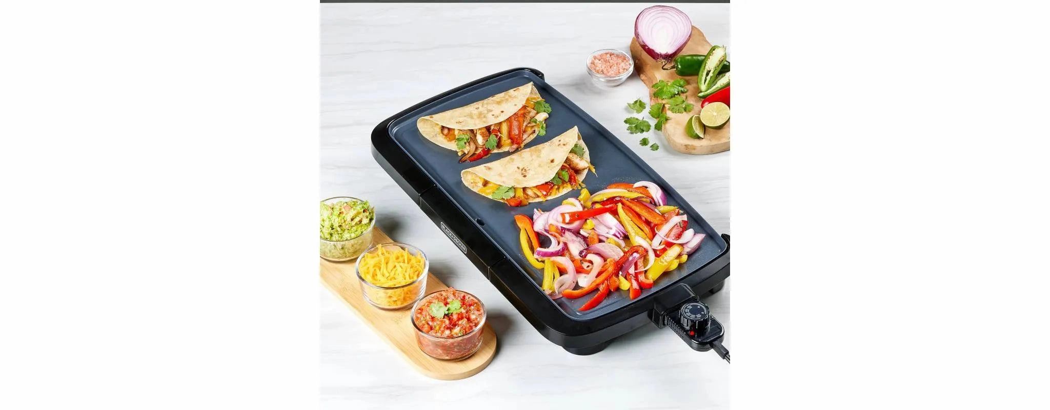 BLACK DECKER 20" Family-Sized Electric Griddle Black: Nonstick, Tabletop, Temperature Control, 1500W