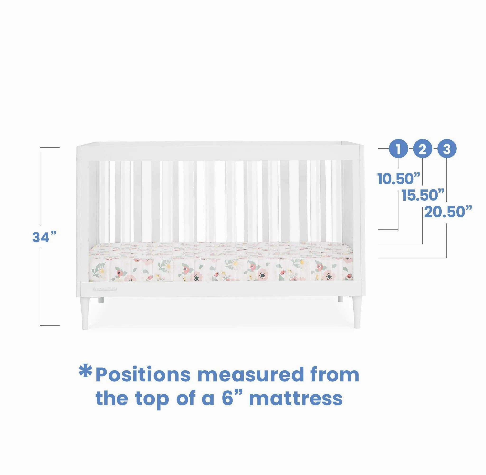 Bowie 4-in-1 Convertible Crib - Greenguard Gold Certified - Bianca White