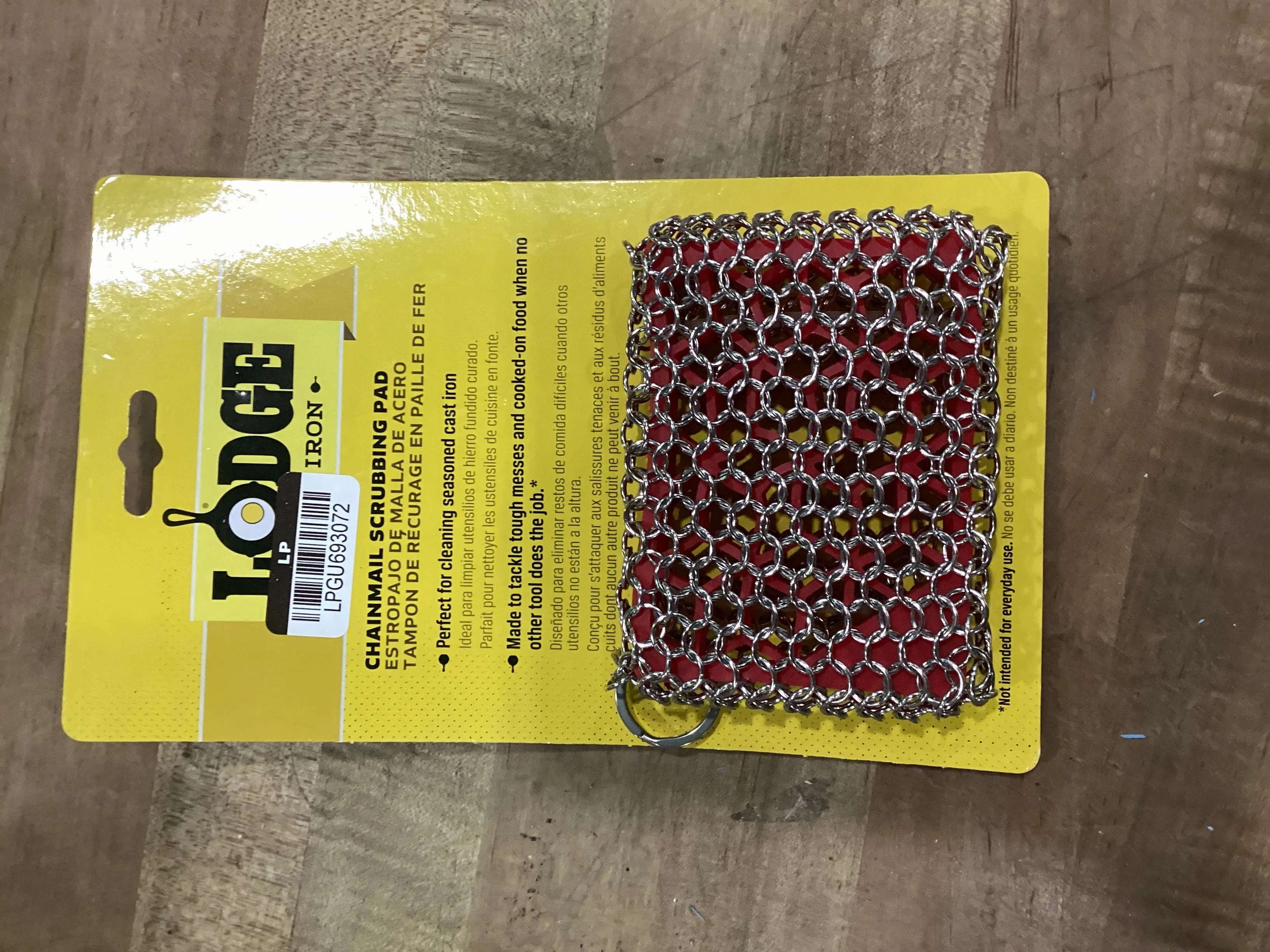 Chainmail Scrubber Red: Stainless Steel Cast Iron Cleaning Tool, Dishwasher-Safe, 4" Diameter