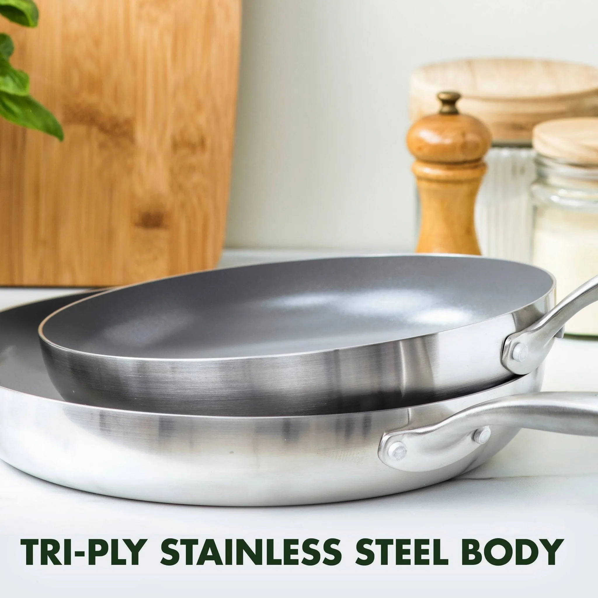 Chatham 2pc (10" and 12") Tri-Ply Stainless Steel Healthy Ceramic Nonstick Fry Pan Set
