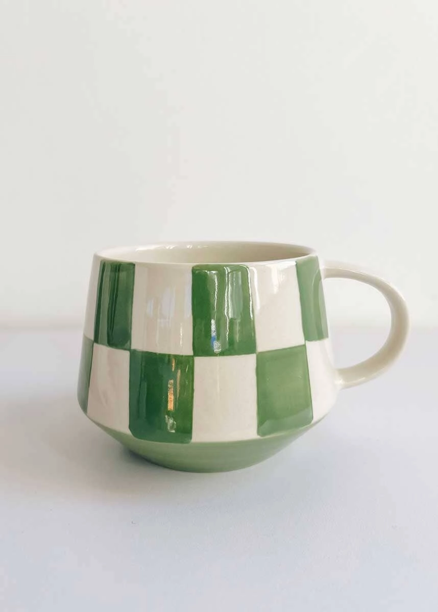 Checkered Mug - Leaf