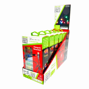 Christmas Light 3FT USB-to-Lightning / USB-C Sync and Charge Cables - 6 Pieces Per Display 25327